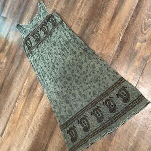 M/L Tribal Rayon Embroidered Dress Earthy Ren Fest Faire Garb Paisley